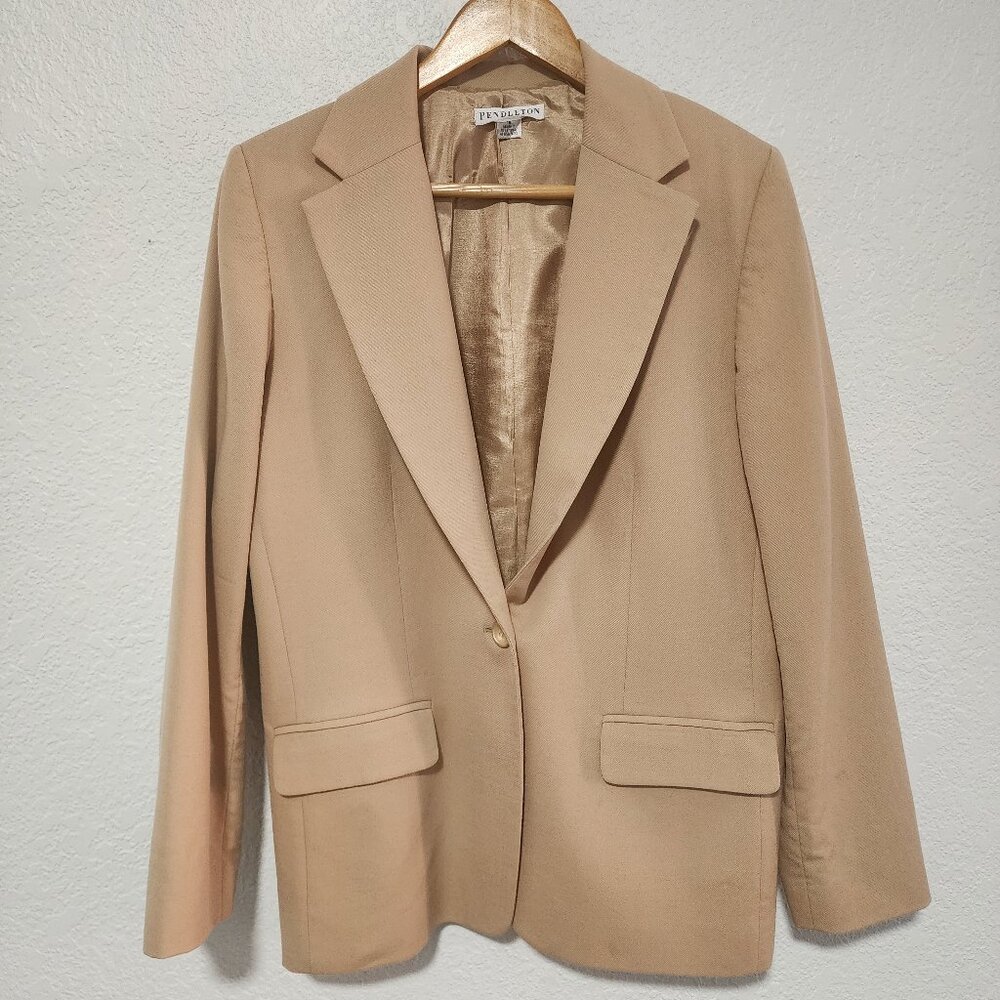 Women's Pendleton Balzer Camel Color Size 16 Business Casual 100% Virgin Wool